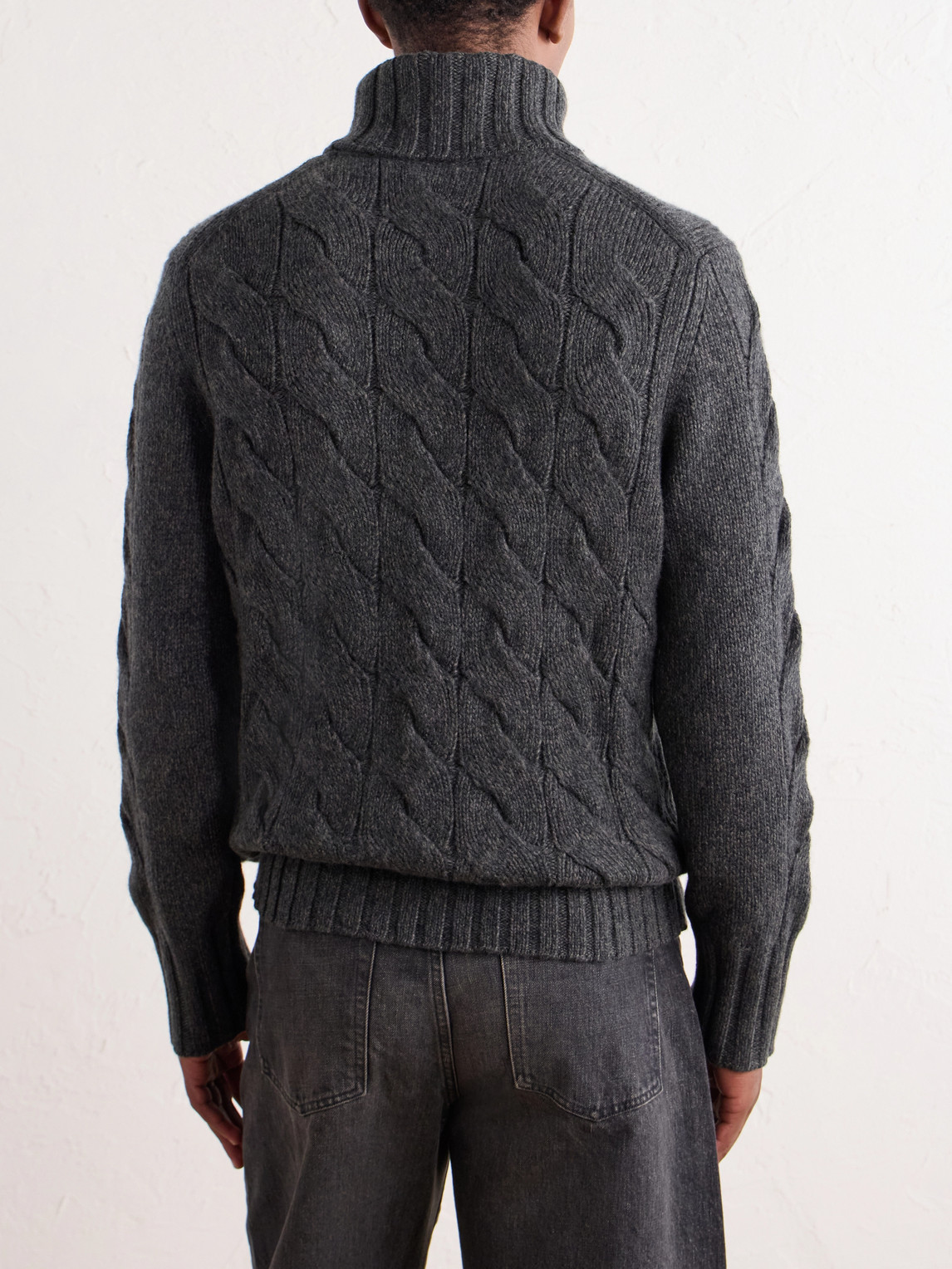 Cashmere Cable-Knit Rollneck Sweater