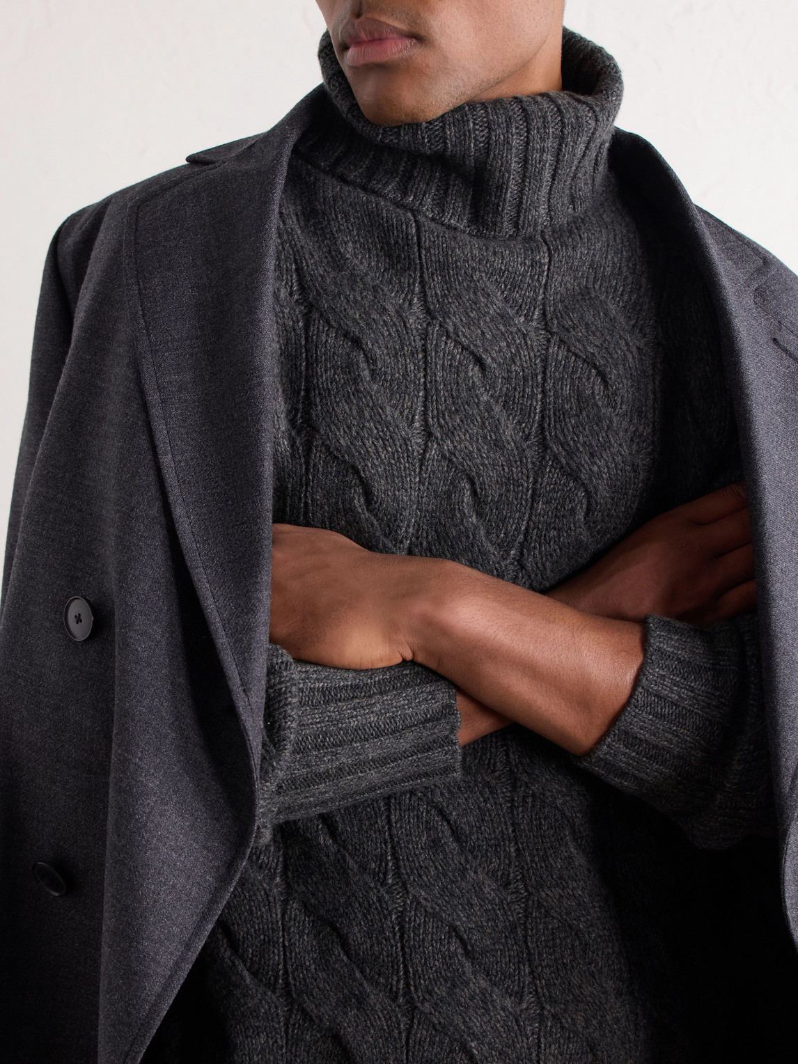 Cashmere Cable-Knit Rollneck Sweater