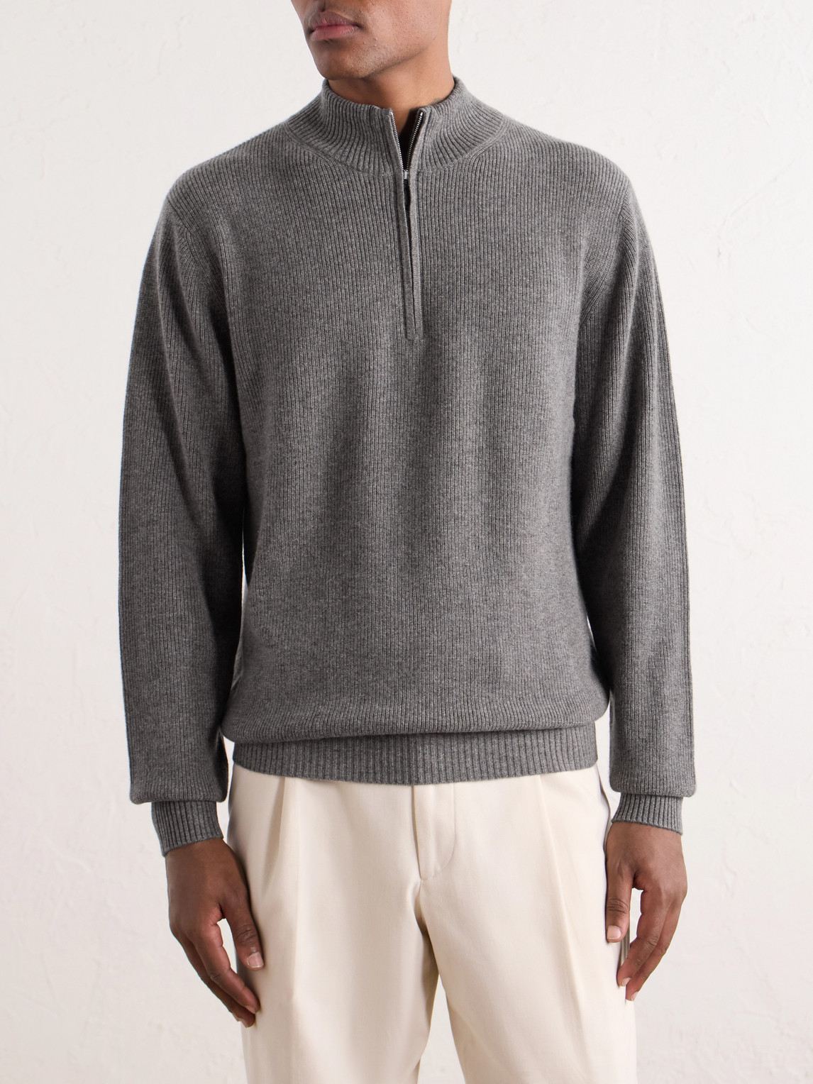 Cashmere Zip-Up Sweater