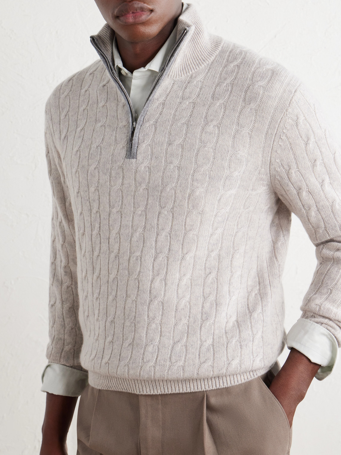 Albemarle Cable Cashmere Half-Zip Sweater