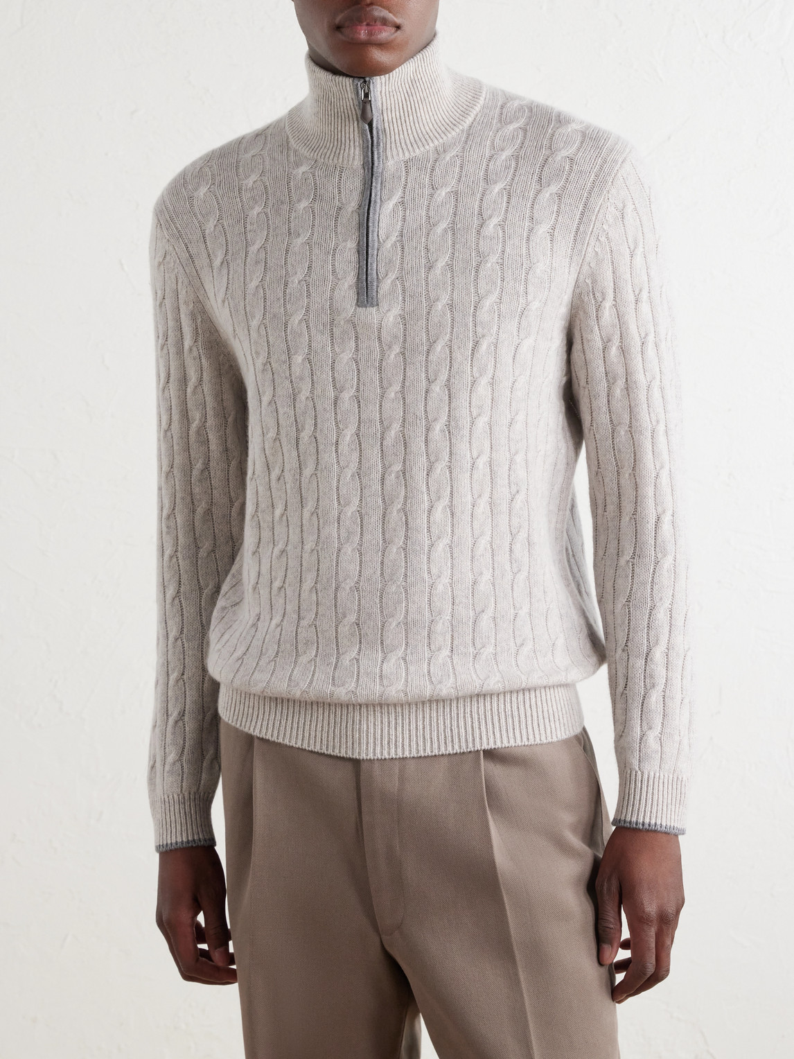 Albemarle Cable Cashmere Half-Zip Sweater
