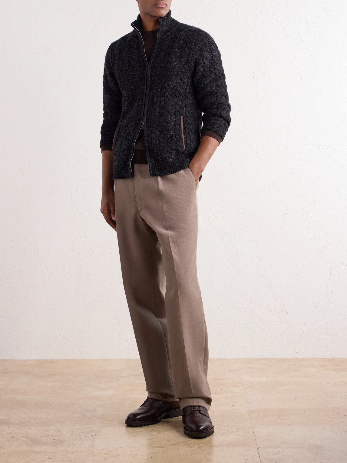 Richmond Cable-Knit Cashmere Cardigan