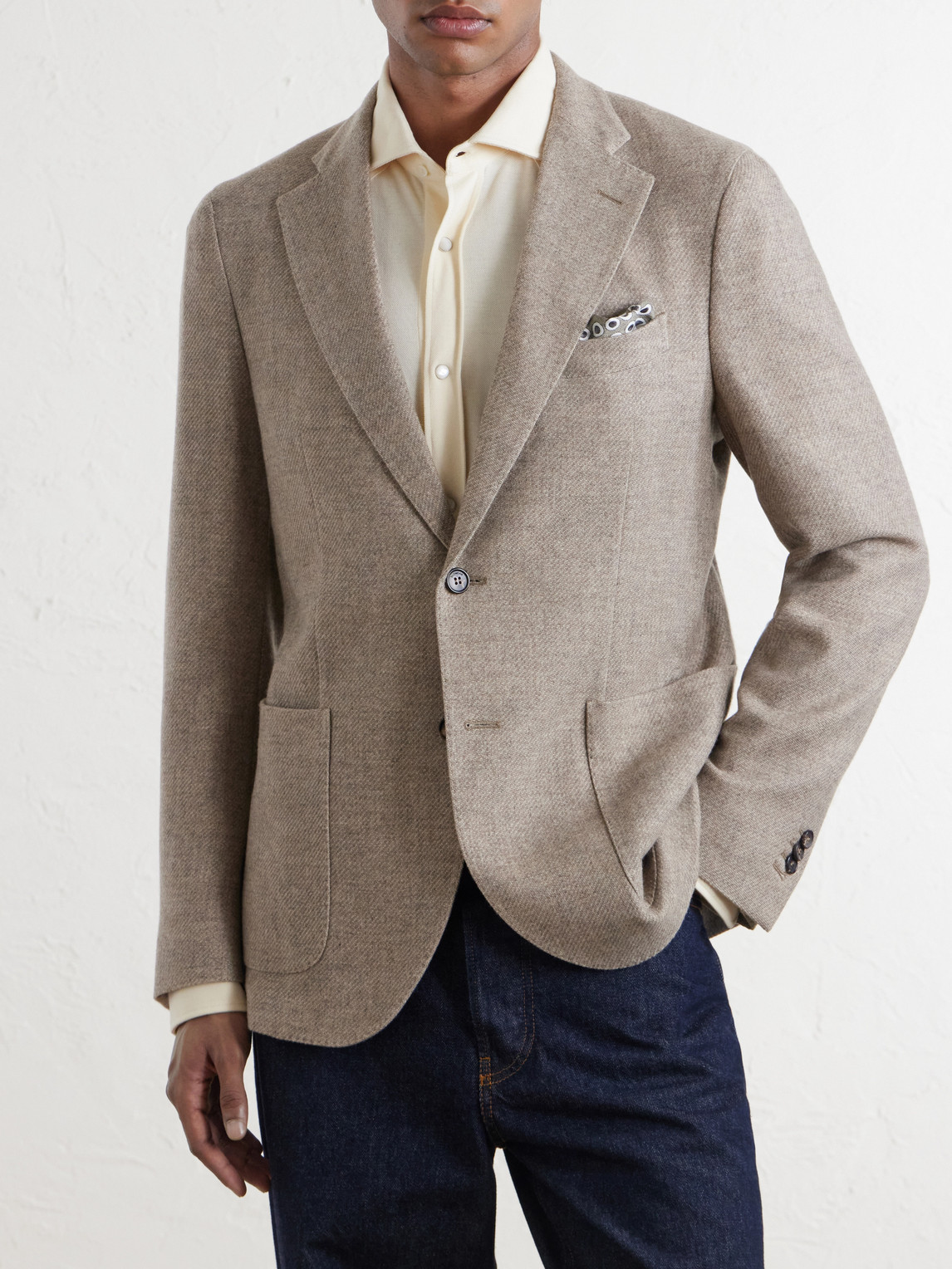 Slowear Cotton, Wool and Cashmere- Blend Jacquard Blazer - Men | Thumbnail 3 Slowear Cotton, Wool and Cashmere- Blend Jacquard Blazer - Men | Thumbnail 3