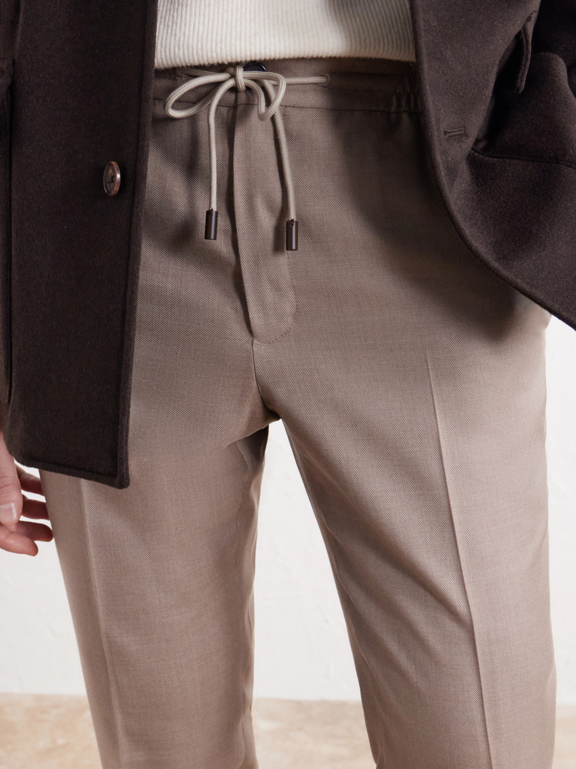Tapered Wool And Silk-Blend Twill Drawstring Trousers