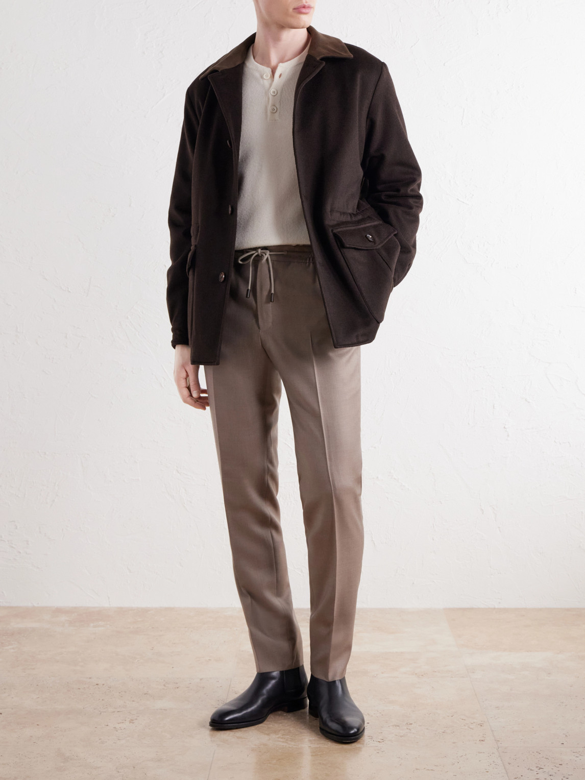 Tapered Wool And Silk-Blend Twill Drawstring Trousers