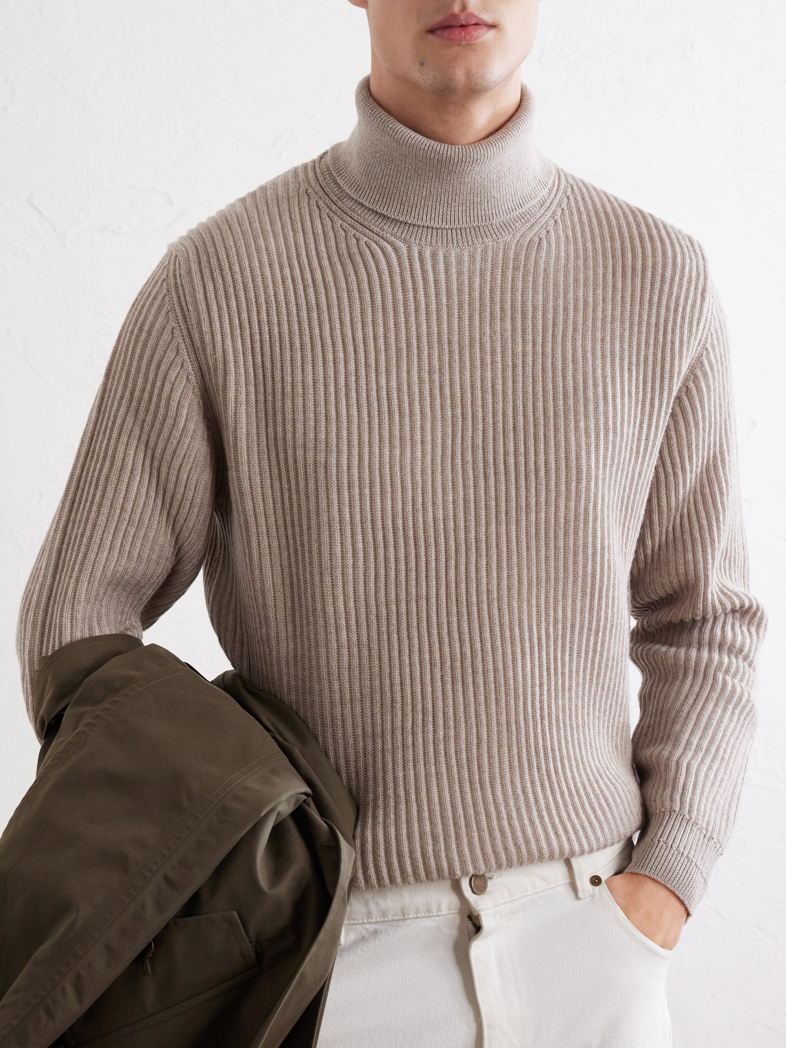 Zanone Slim-Fit Ribbed Virgin Wool Rollneck Sweater