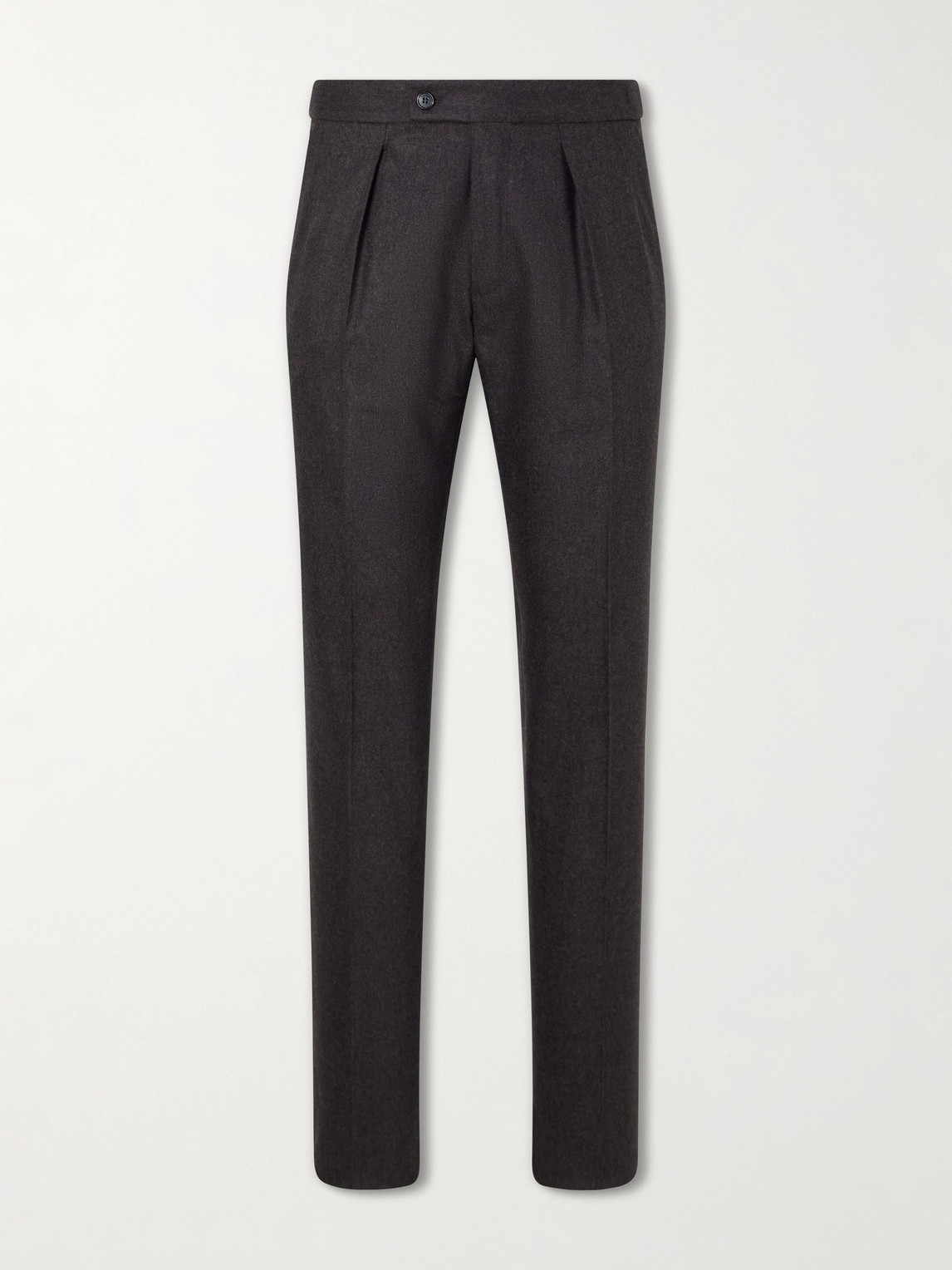 Slowear Tapered Pleated Wool And Cashmere-blend Suit Trousers In Gray