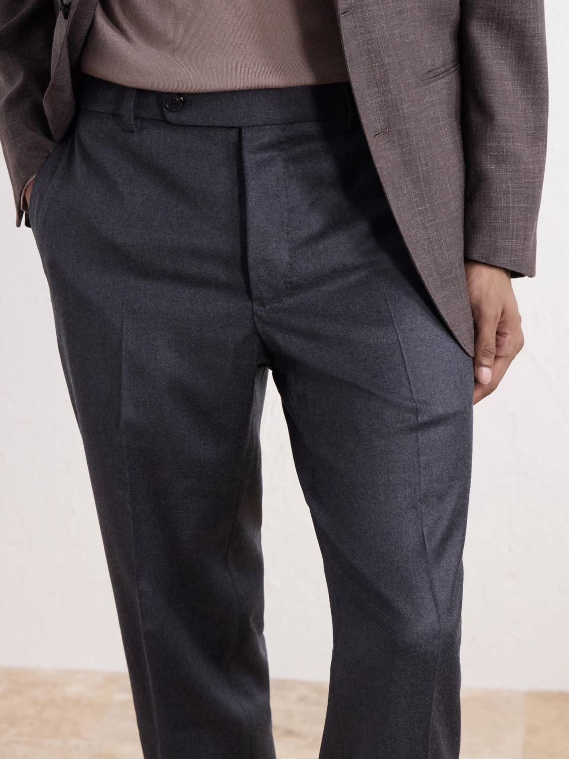 Incotex Tapered Wool-Blend Flannel Trousers