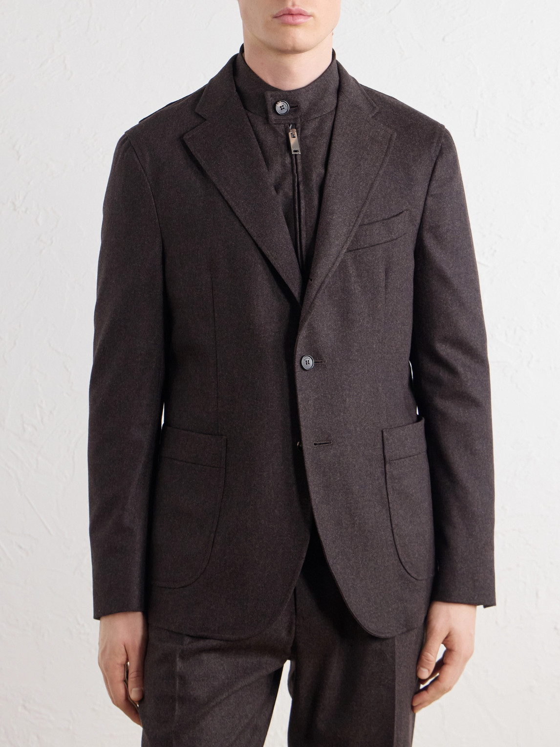 Incotex Wool-Blend Flannel Suit Jacket