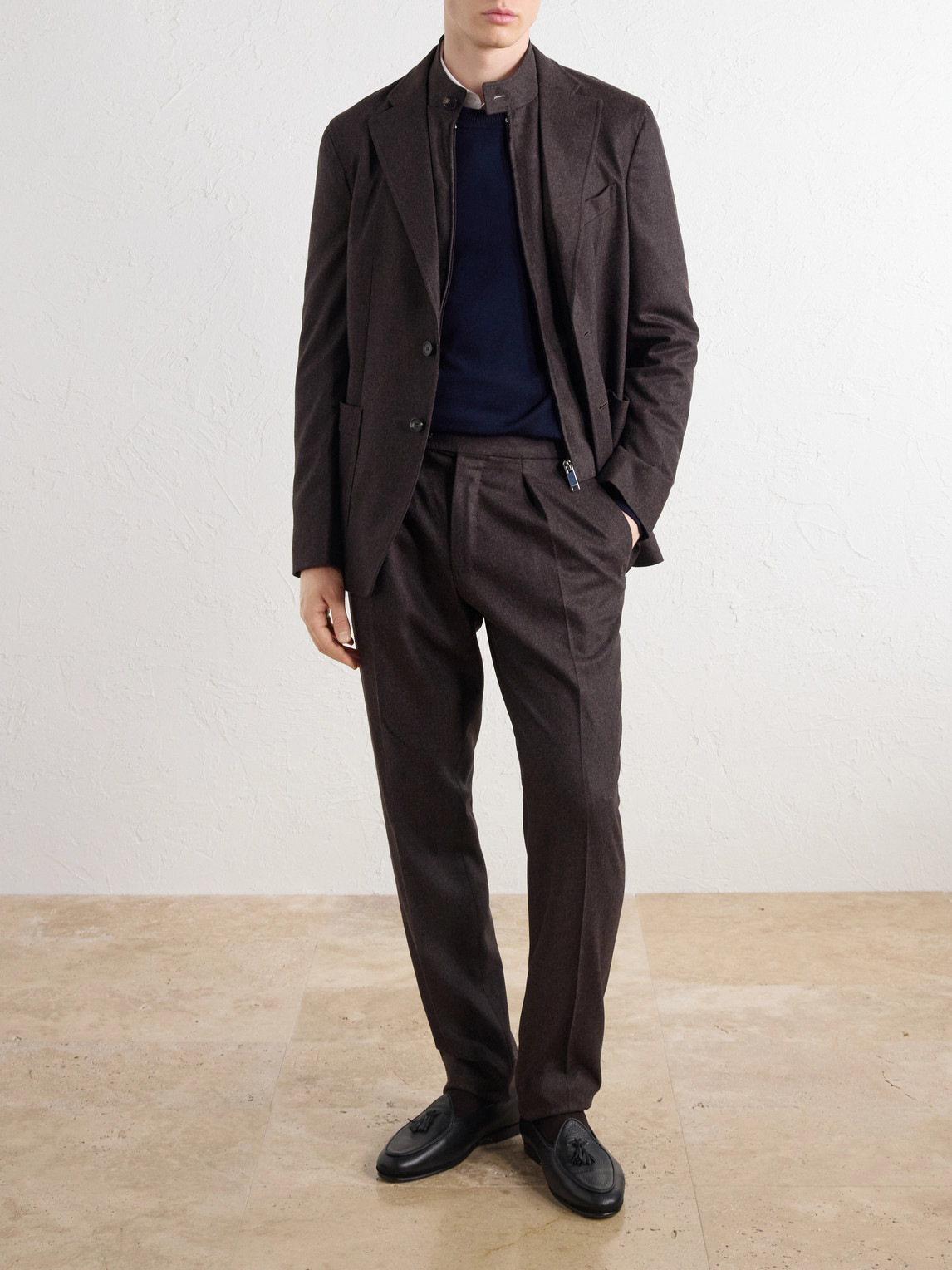 Incotex Wool-Blend Flannel Suit Jacket