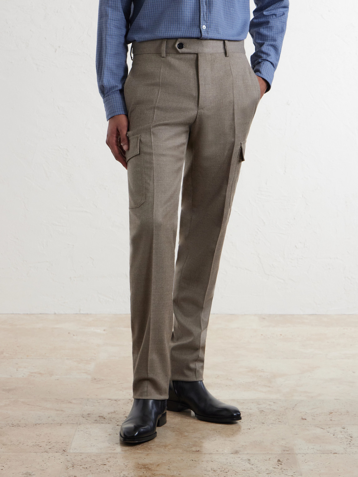 Incotex Tapered Wool-Blend Flannel Trousers