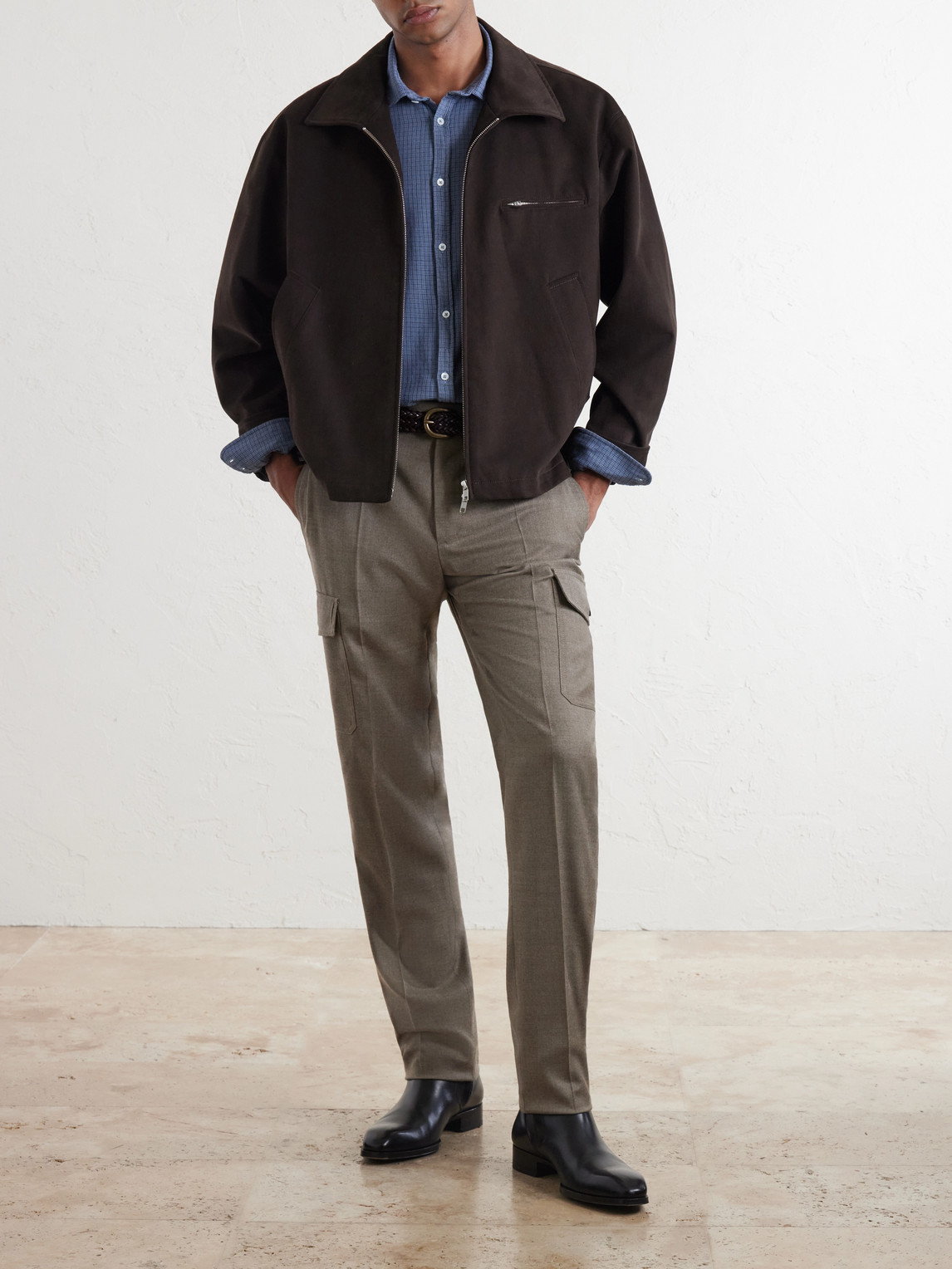 Incotex Tapered Wool-Blend Flannel Trousers