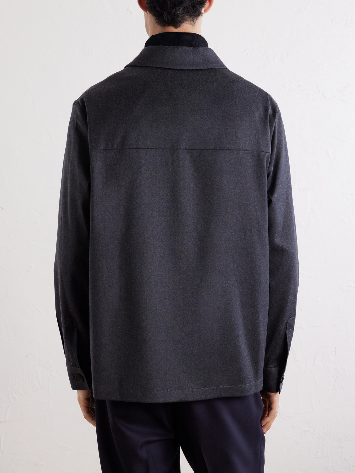 Incotex Stretch-Wool Flannel Overshirt