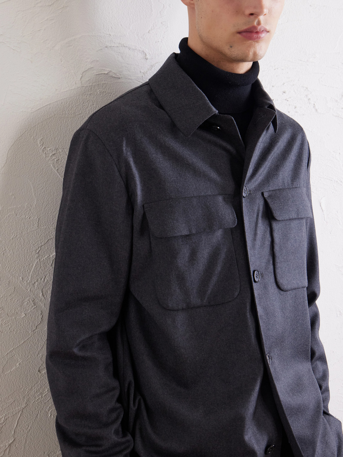 Incotex Stretch-Wool Flannel Overshirt