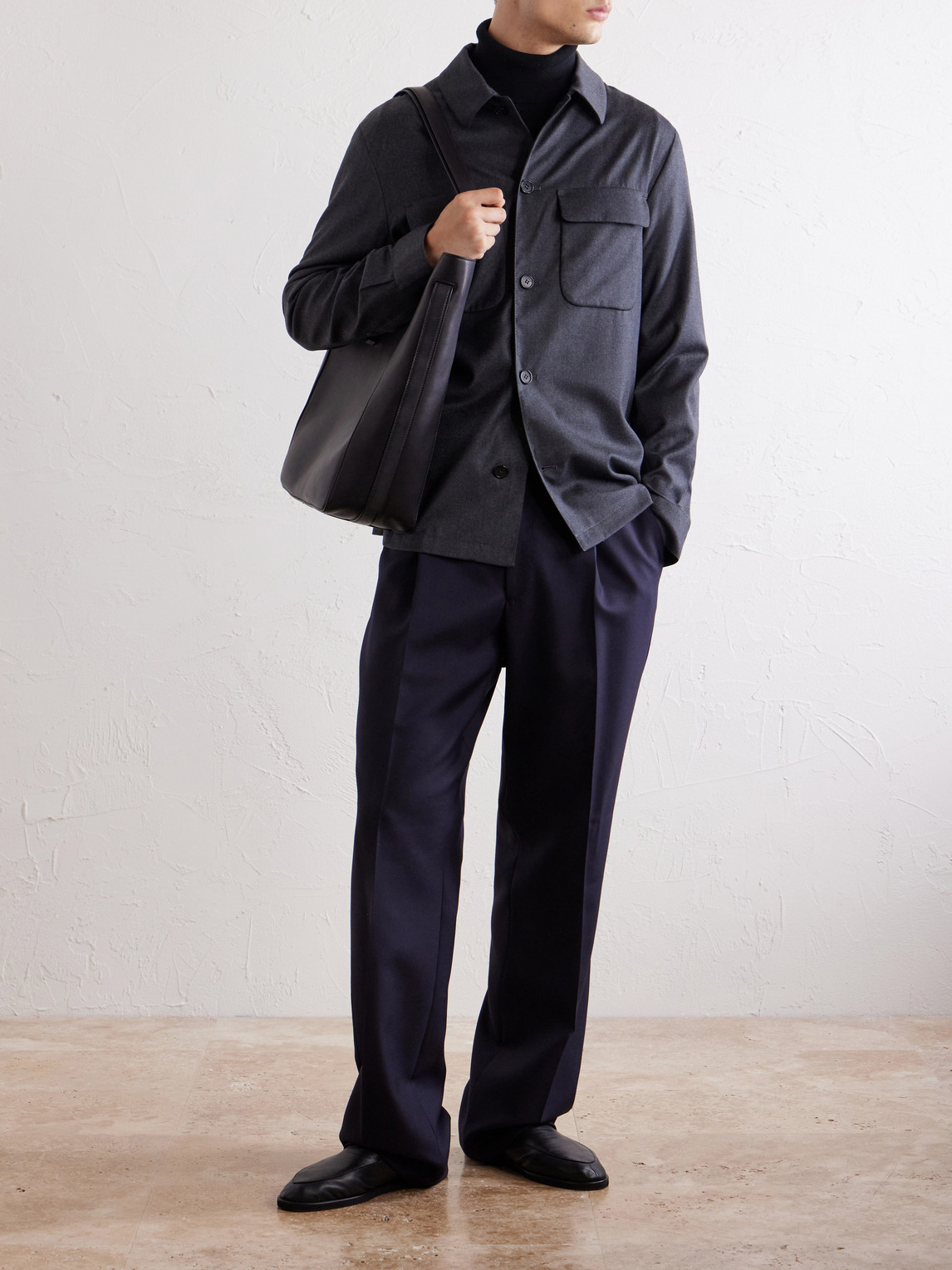 Incotex Stretch-Wool Flannel Overshirt
