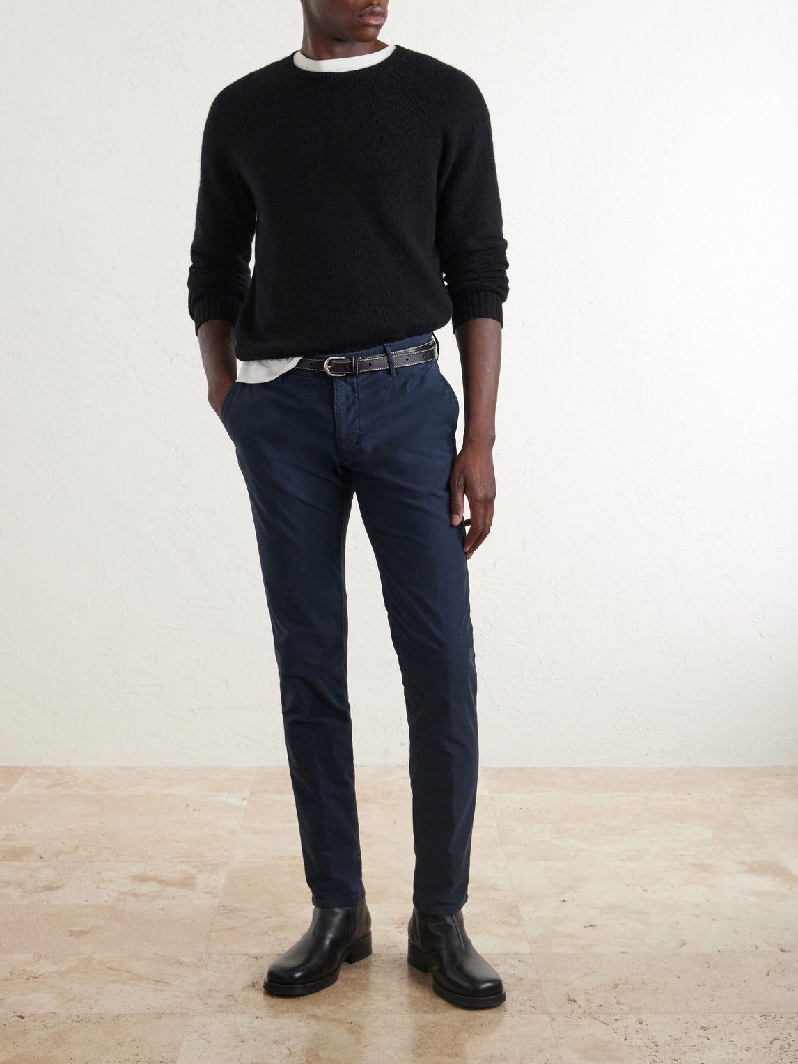 Straight-Leg Stretch-Cotton Trousers — 2