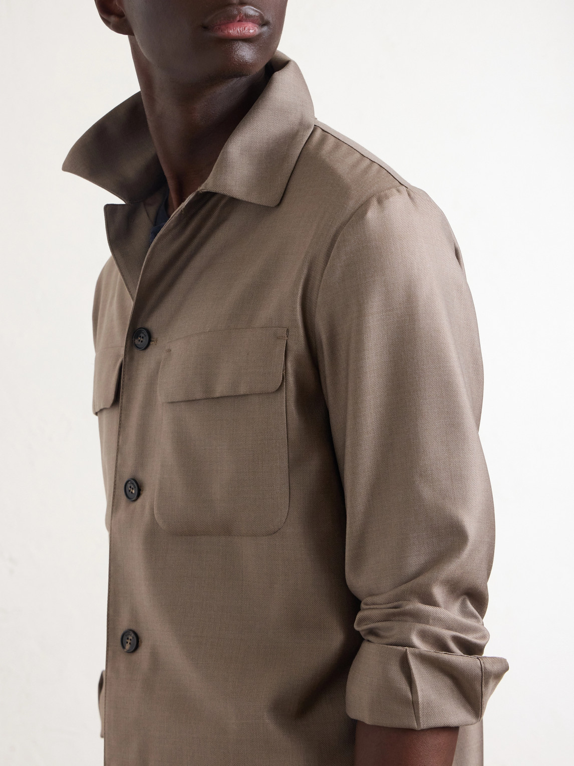 Incotex Wool And Silk-Blend Overshirt