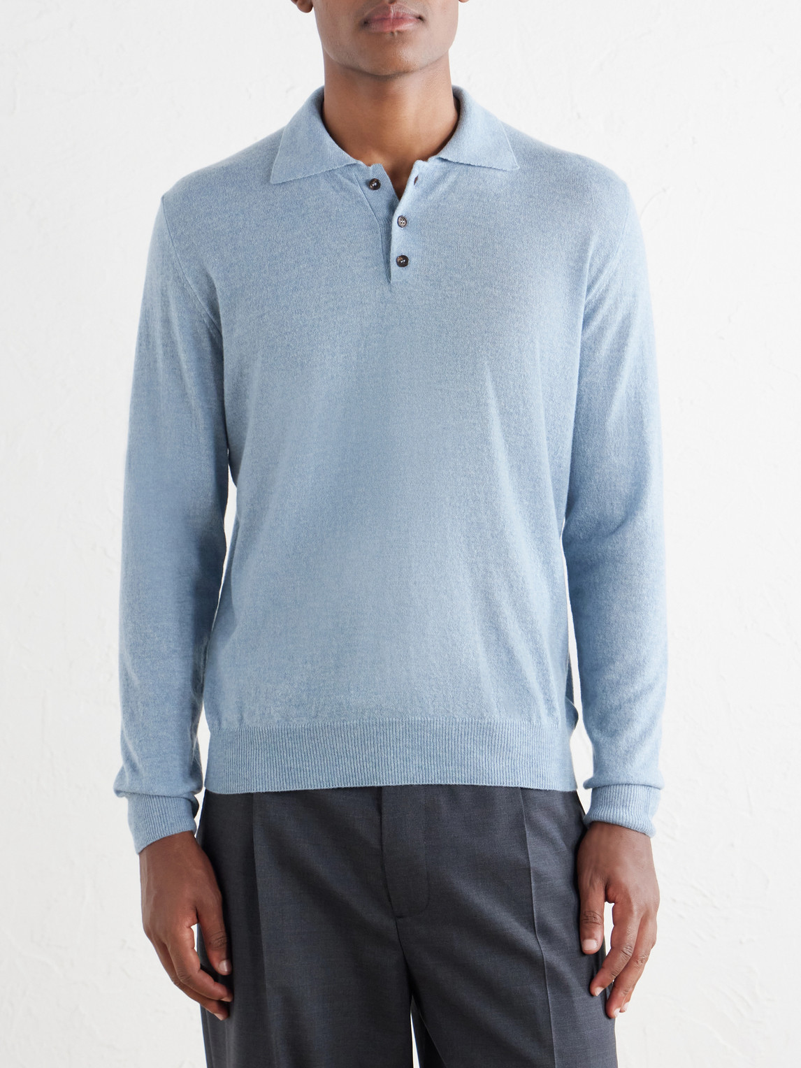 Zanone Cashmere-Blend Polo Sweater