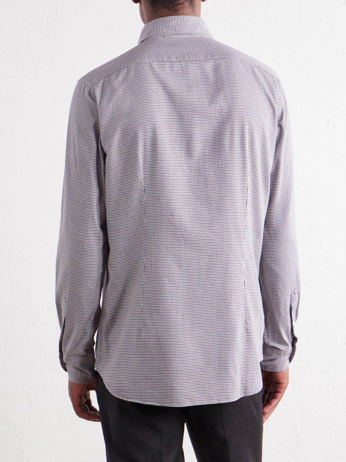 Glanshirt Button-Down Collar Houndstooth Cotton Shirt