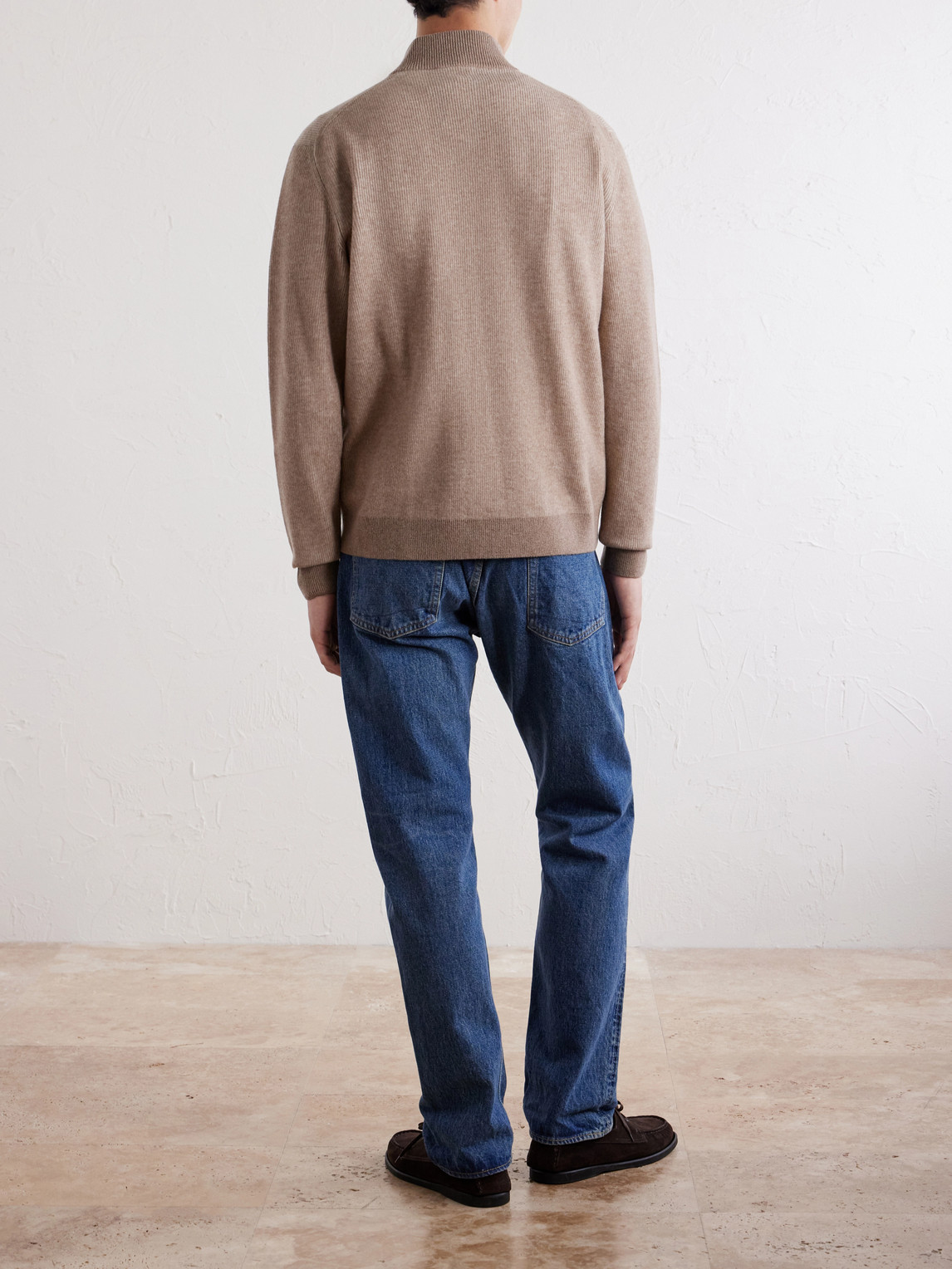 Slowear Virgin Wool Half-zip Sweater In Neutrals