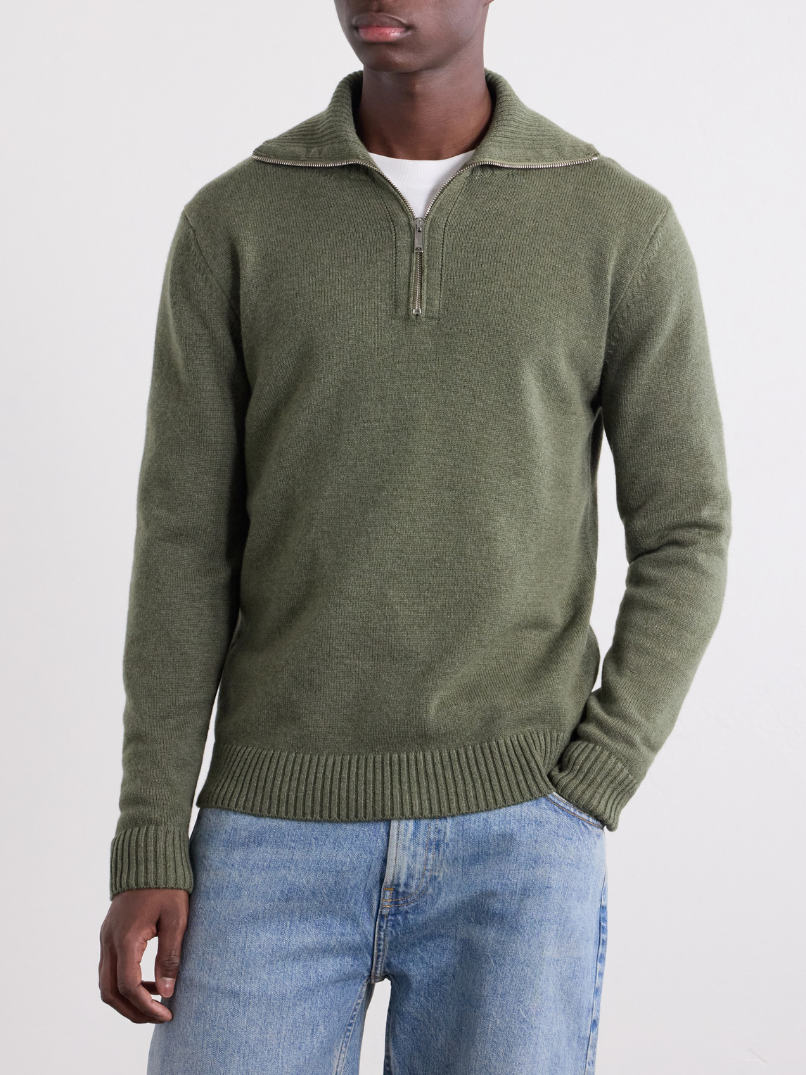 Zanone Slim-Fit Cashmere Half Zip-Up Sweater