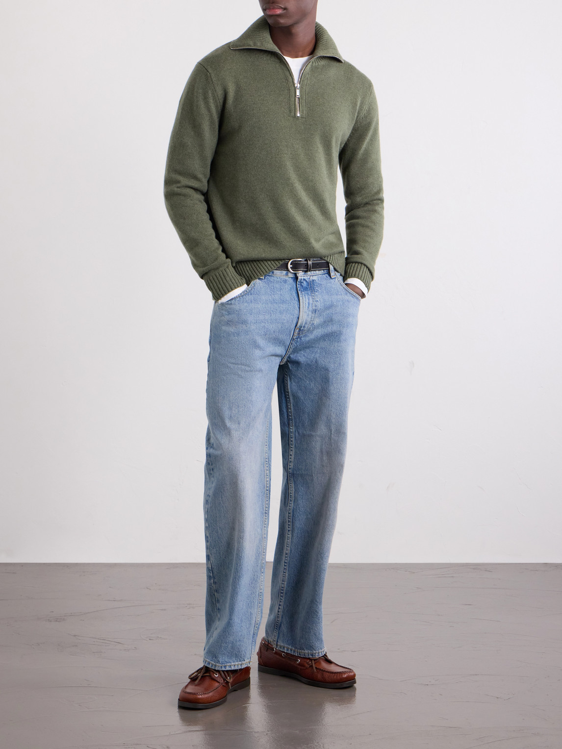 Zanone Slim-Fit Cashmere Half Zip-Up Sweater