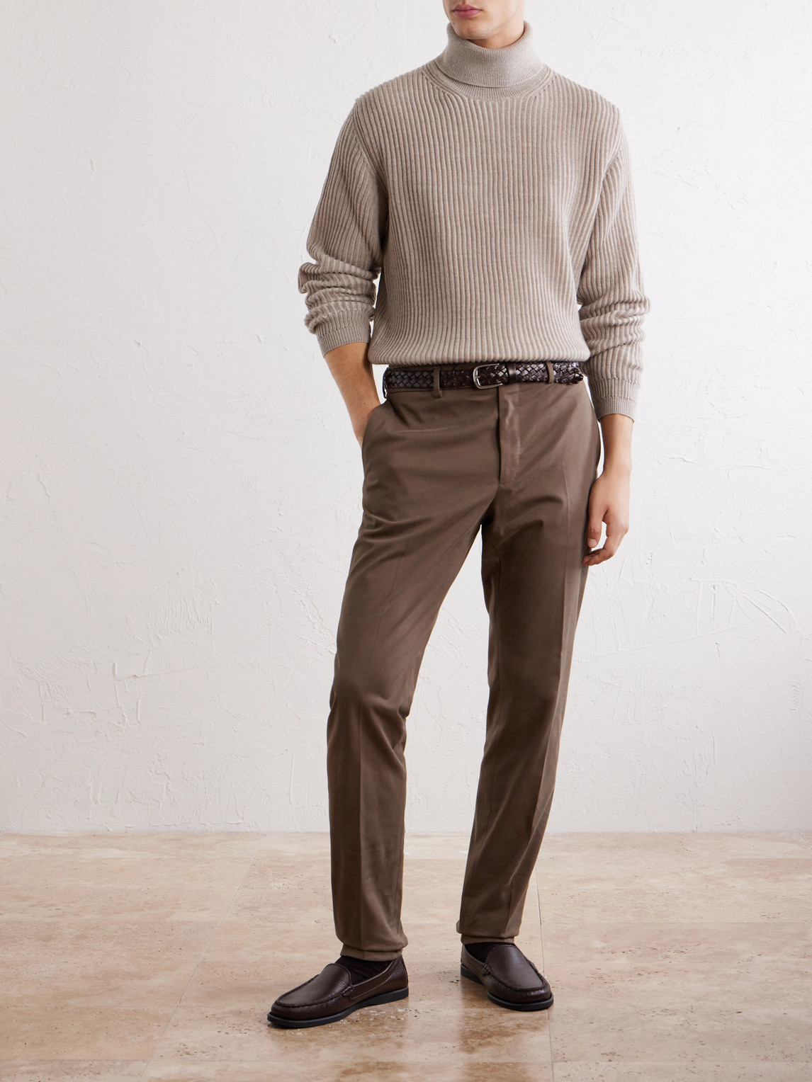Incotex Tapered Stretch-Cotton Gabardine Suit Trousers