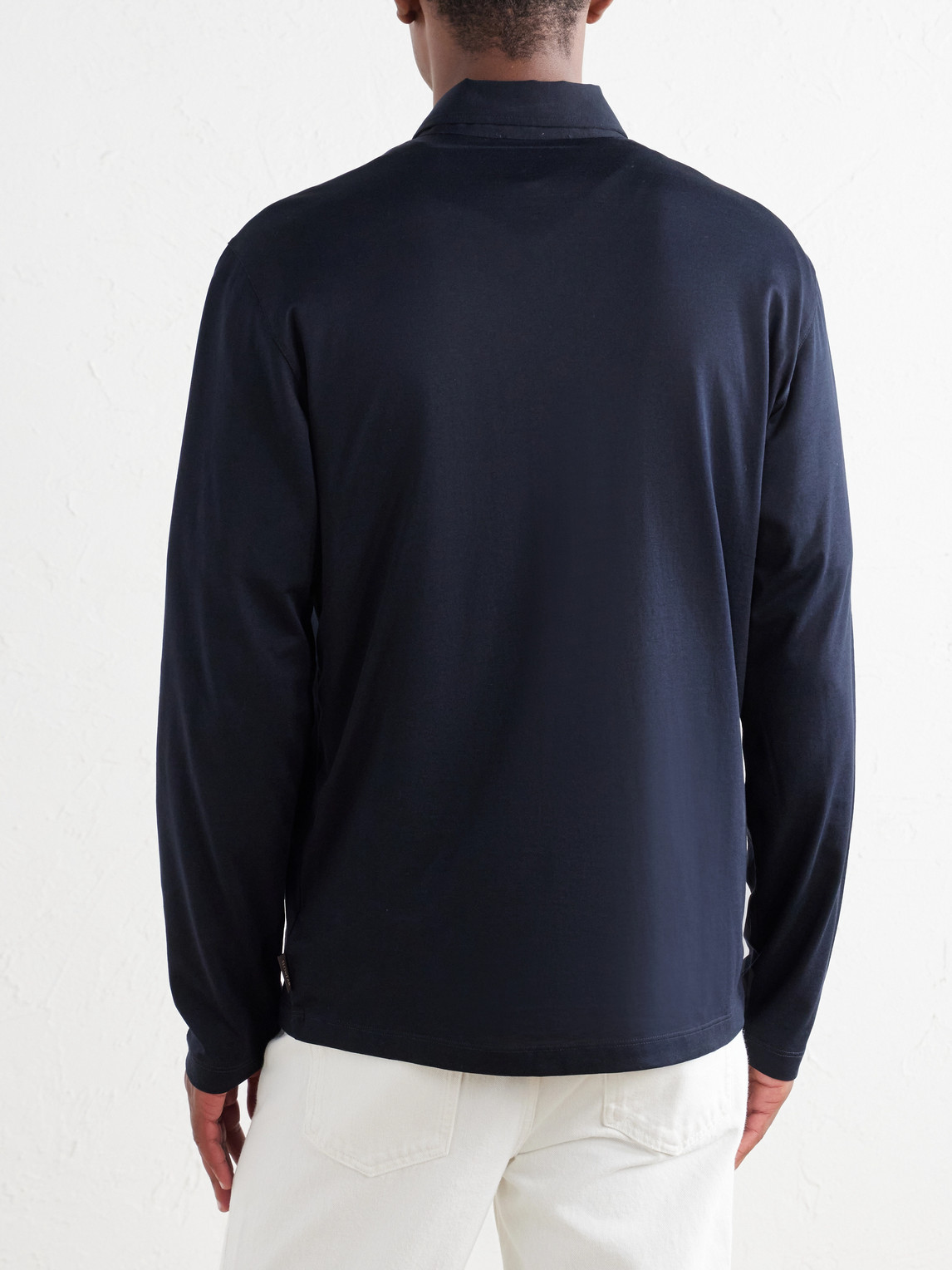 Zanone Cotton And Silk-Blend Jersey Polo Shirt