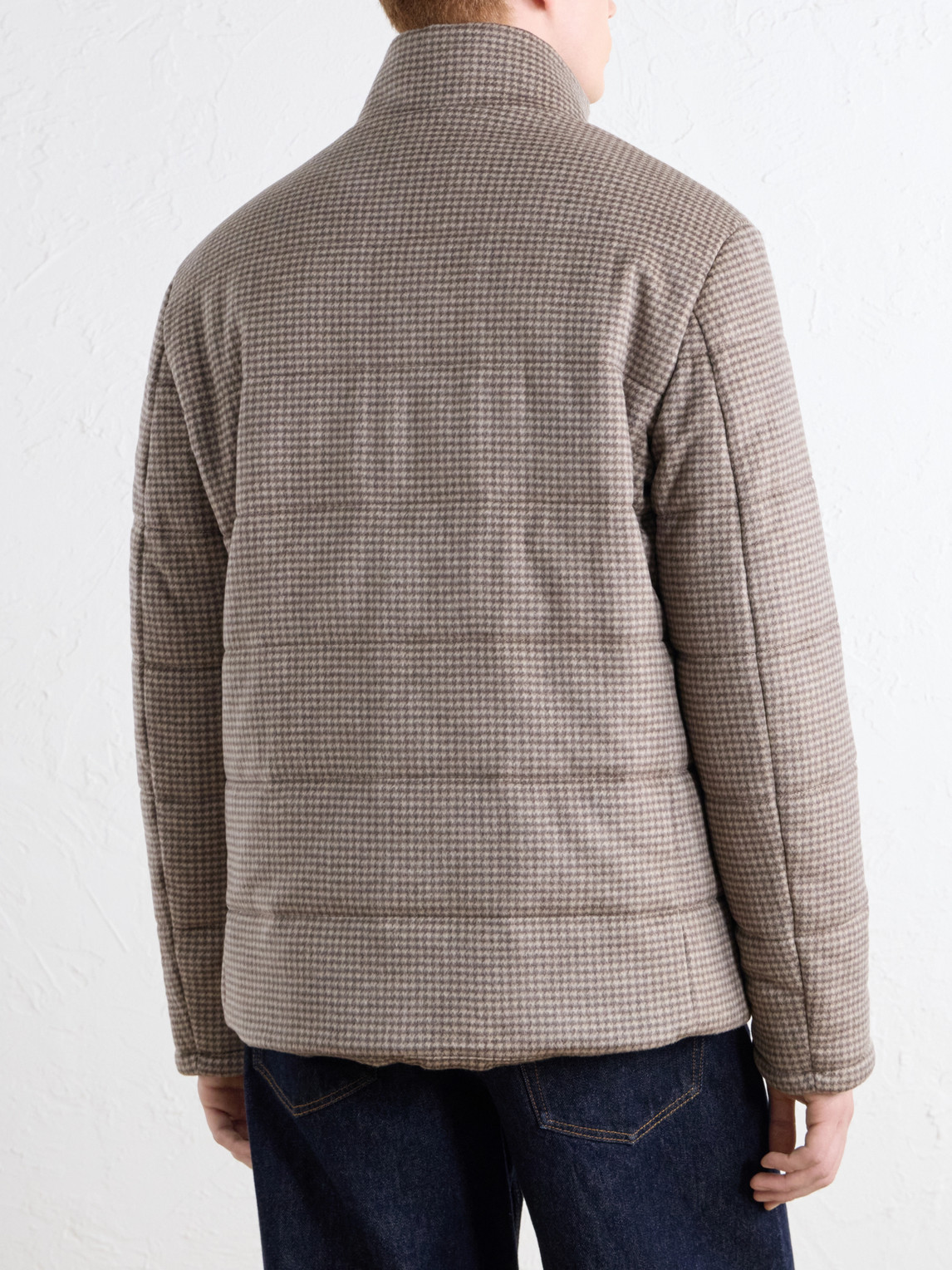 Quilted Houndstooth Cashmere Jacket