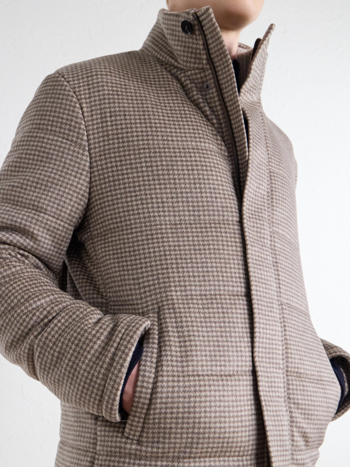 Quilted Houndstooth Cashmere Jacket