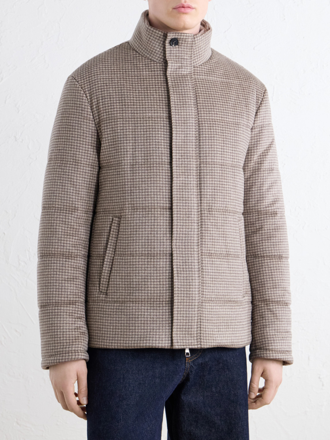 Quilted Houndstooth Cashmere Jacket