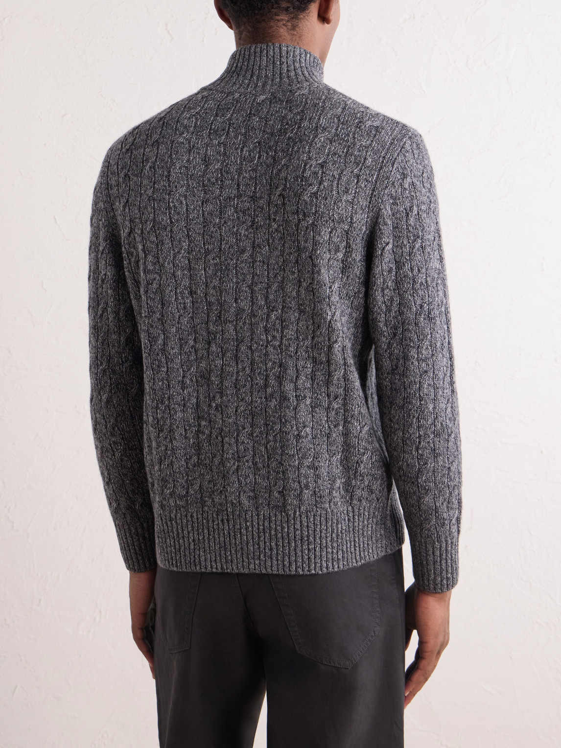 Cable-Knit Cashmere Zip-Up Sweater