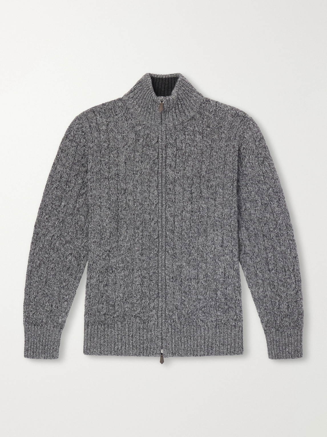Cable-Knit Cashmere Zip-Up Sweater