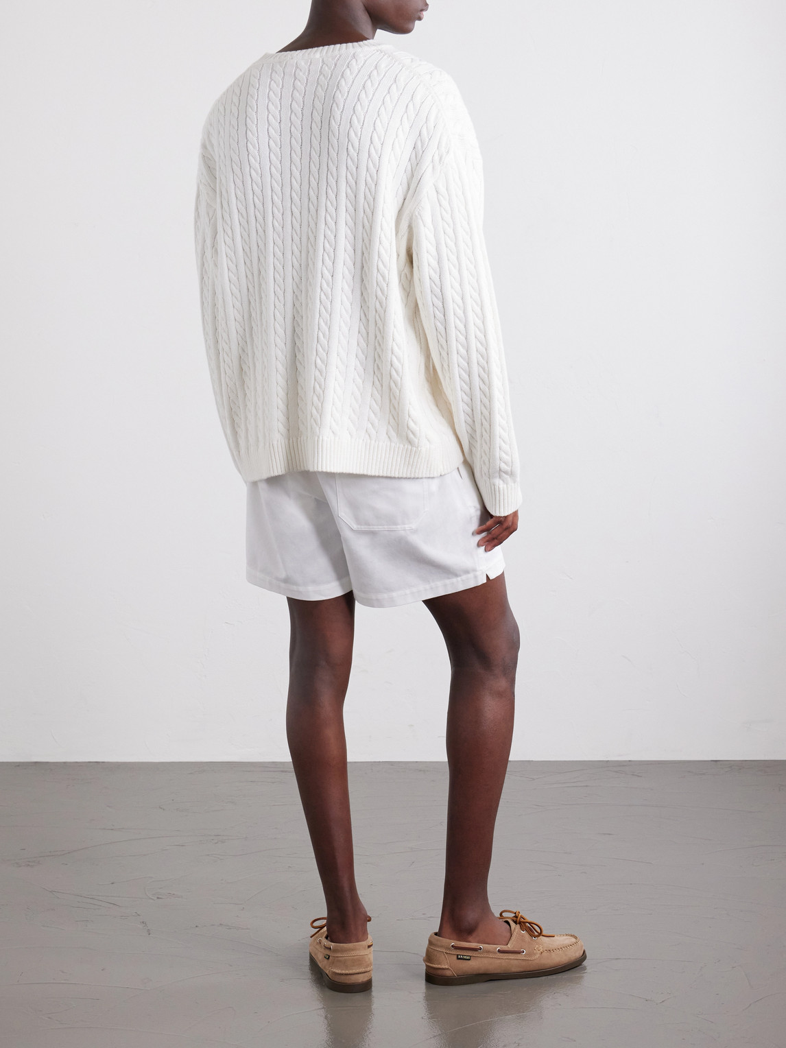 Logo-Embroidered Cable-Knit Cotton And Wool-Blend Sweater