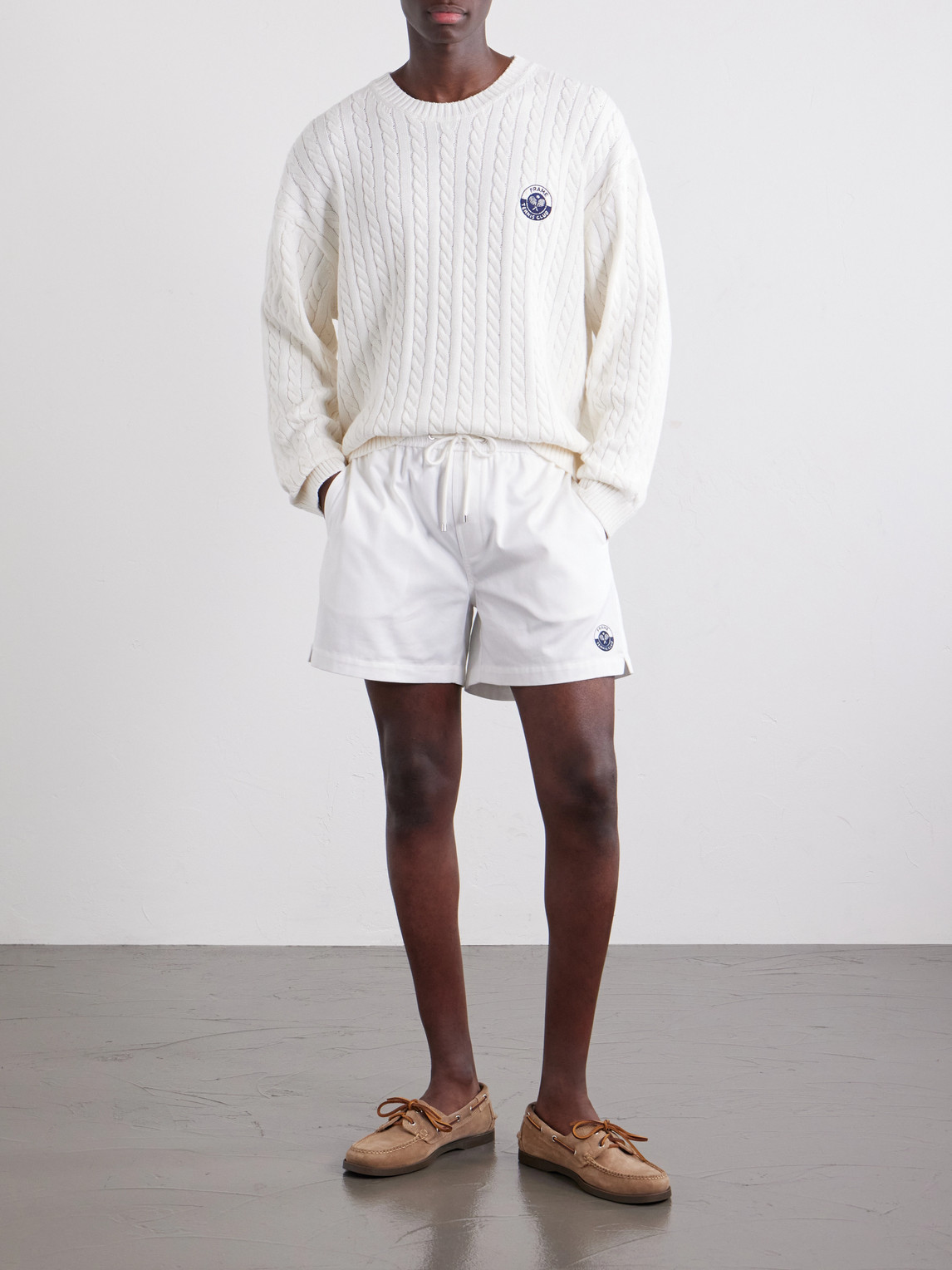 Logo-Embroidered Cable-Knit Cotton And Wool-Blend Sweater