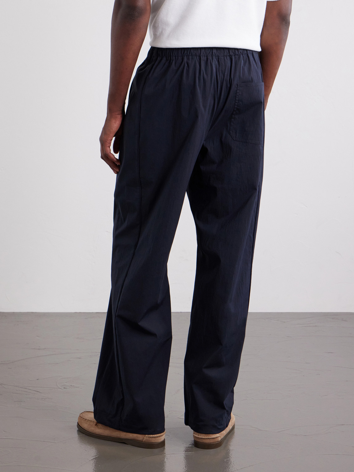 Straight-Leg Drawstring Logo-Embroidered Cotton-Blend Trousers