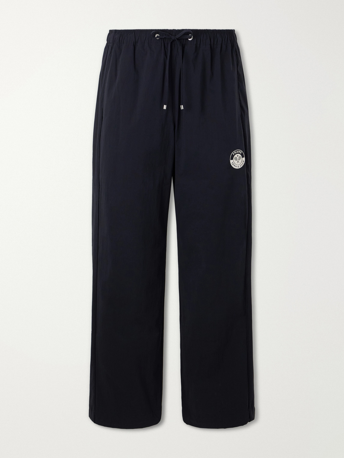 FRAME – Straight-Leg Drawstring Logo-Embroidered Cotton-Blend Trousers