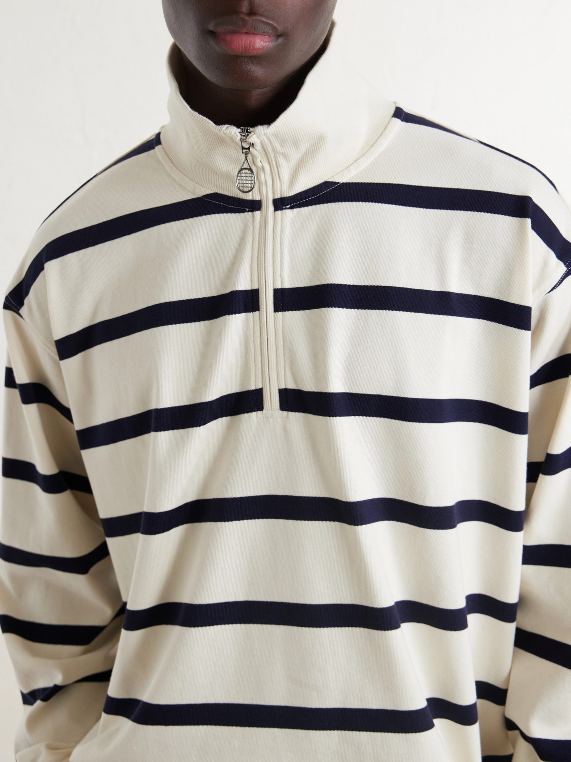 Logo-Embroidered Striped Cotton Sweater