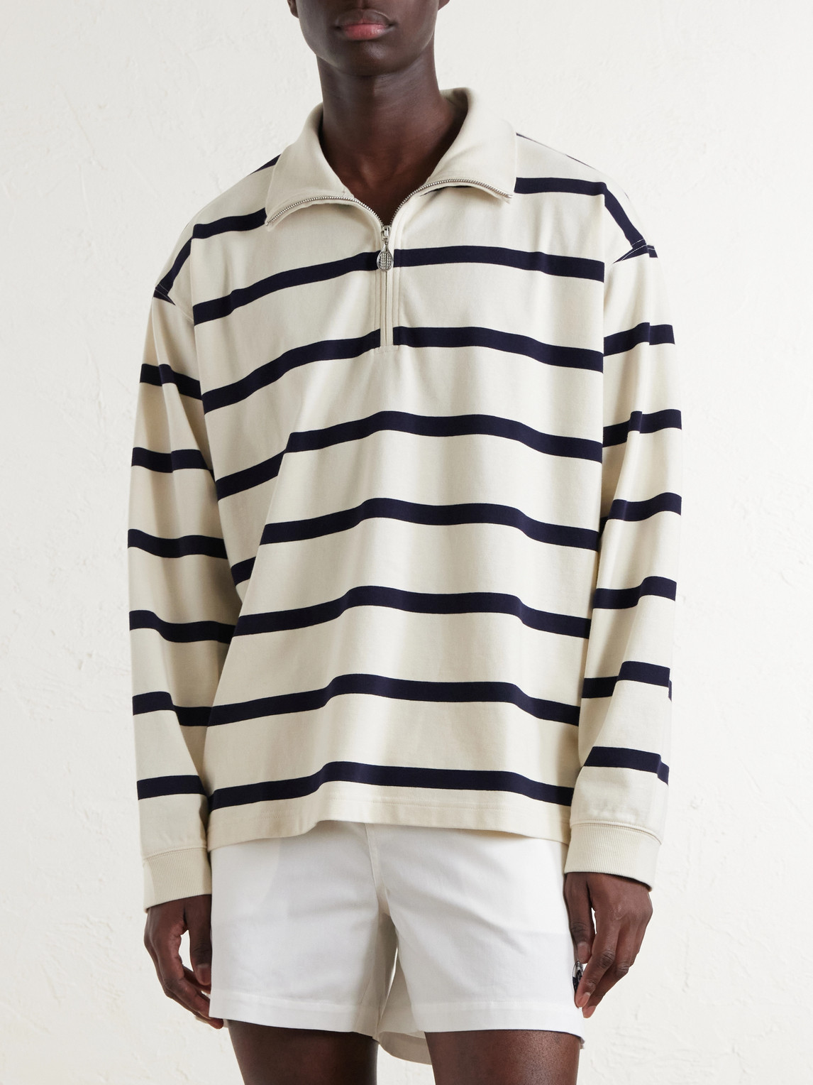 Logo-Embroidered Striped Cotton Sweater
