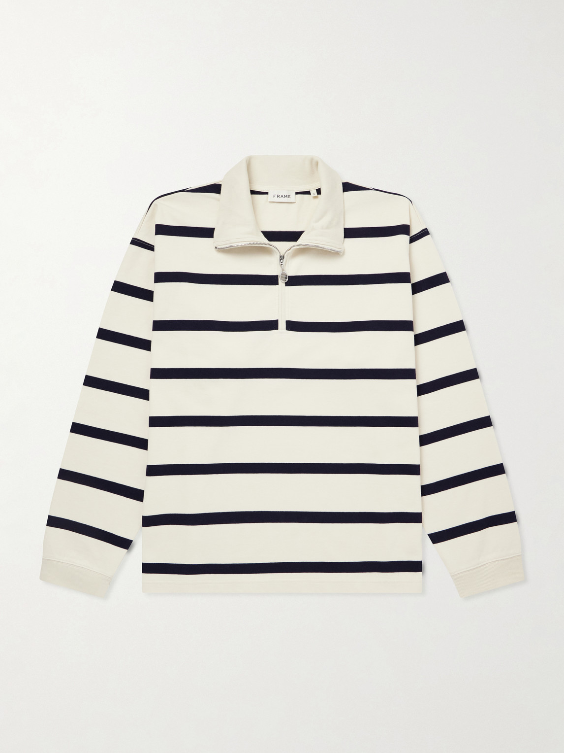 FRAME – Logo-Embroidered Striped Cotton Sweater