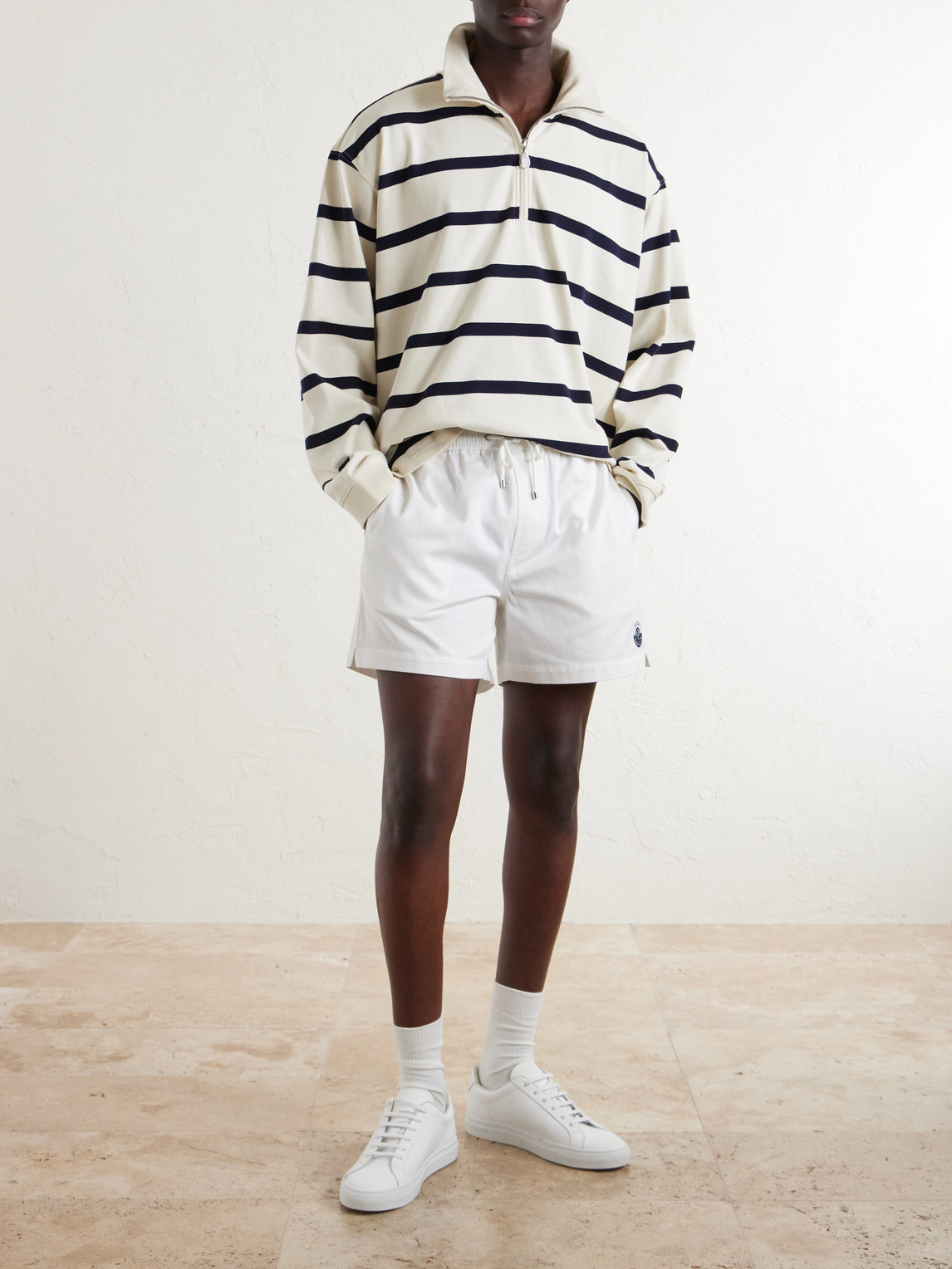 Logo-Embroidered Striped Cotton Sweater