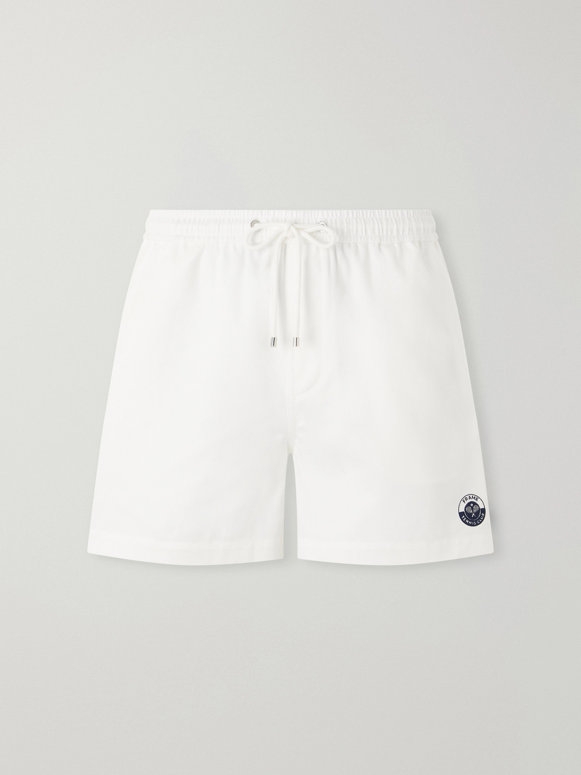 FRAME – Straight-Leg Logo-Embroidered Cotton-Twill Drawstring Shorts
