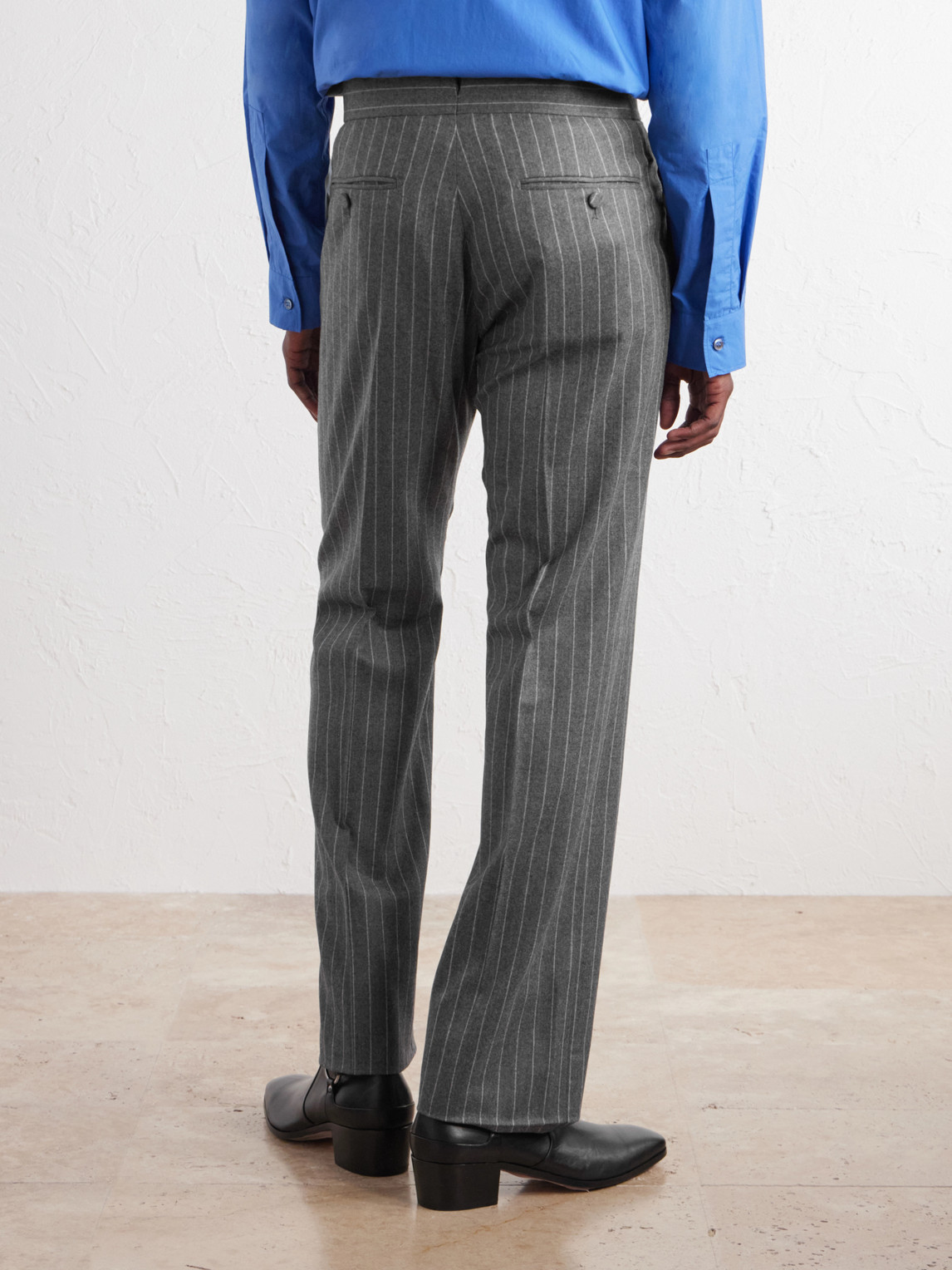 Straight-Leg Pinstripe Wool-Flannel Trousers