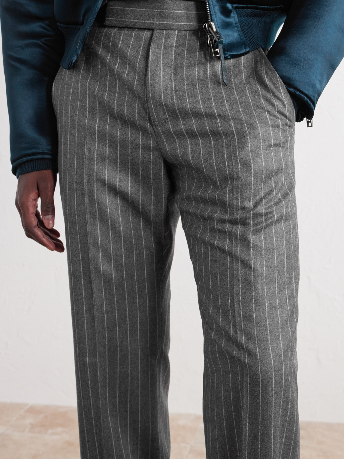 Straight-Leg Pinstripe Wool-Flannel Trousers