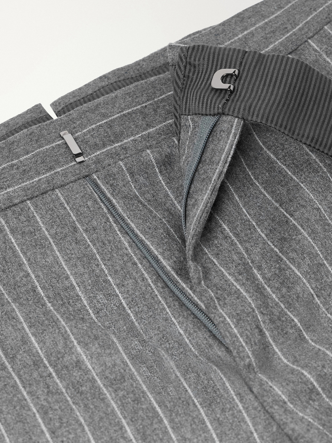 Straight-Leg Pinstripe Wool-Flannel Trousers