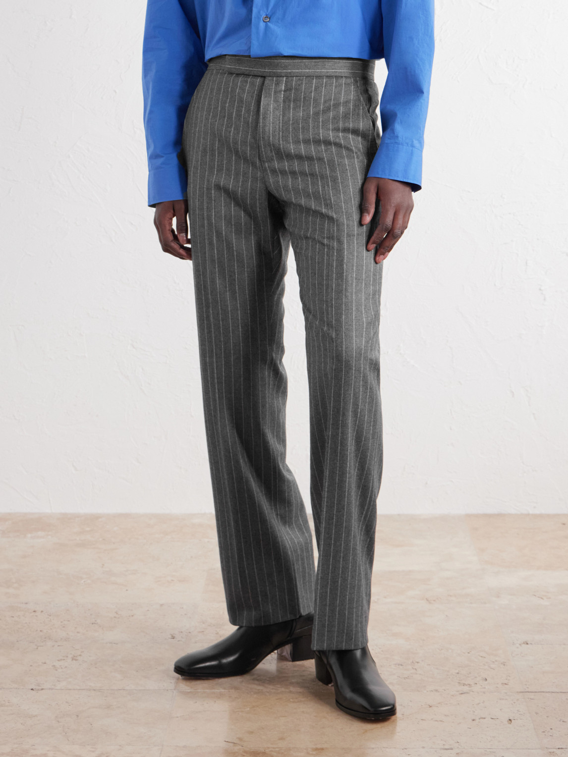 Straight-Leg Pinstripe Wool-Flannel Trousers