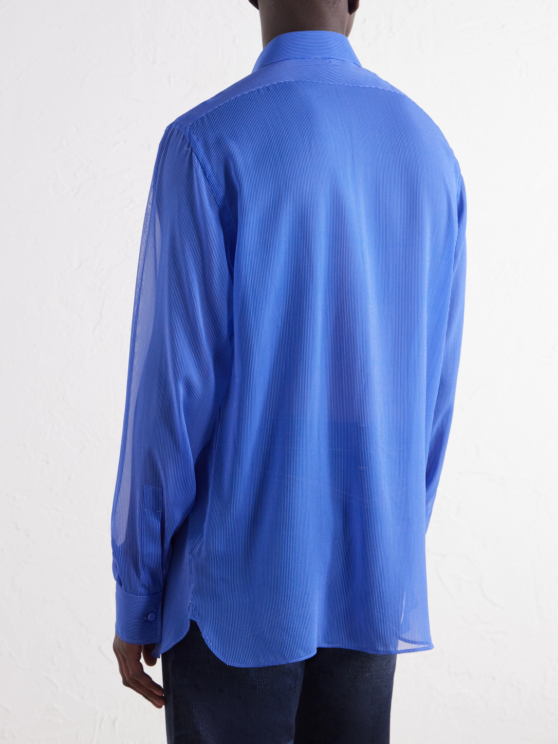 Micro-Striped Silk-Organza Shirt