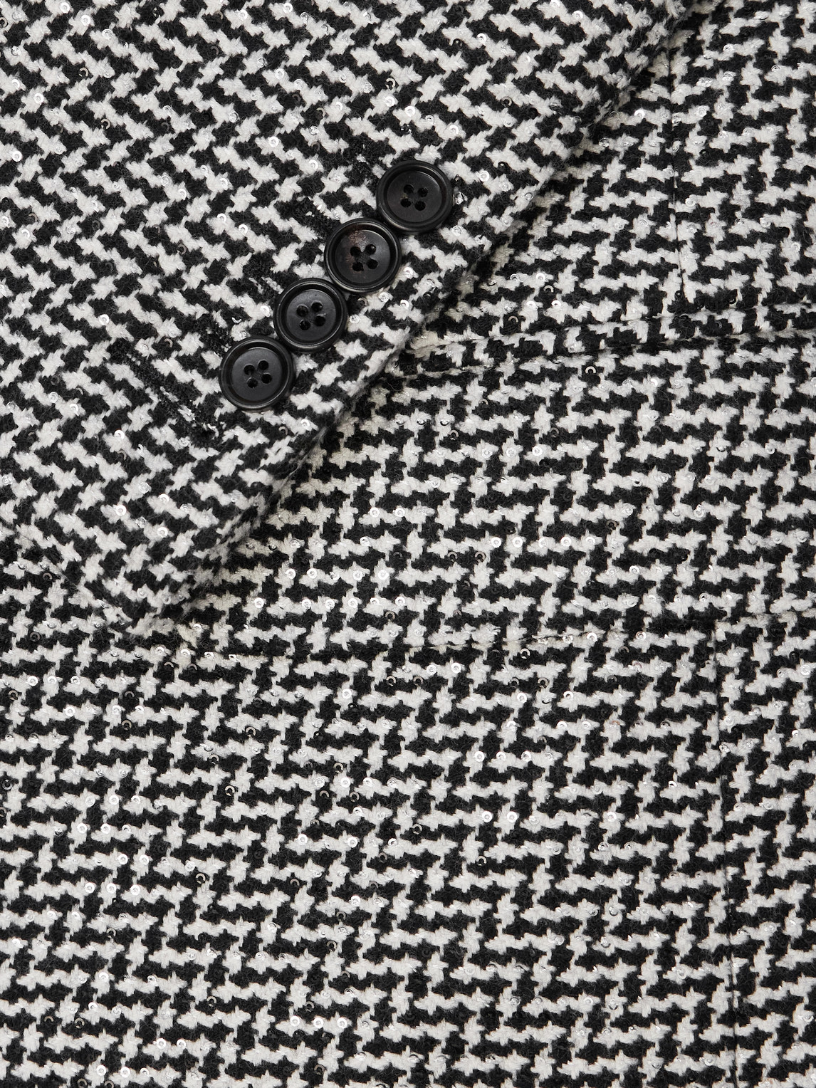Sequin-Detailed Houndstooth Wool-Blend Suit Jacket