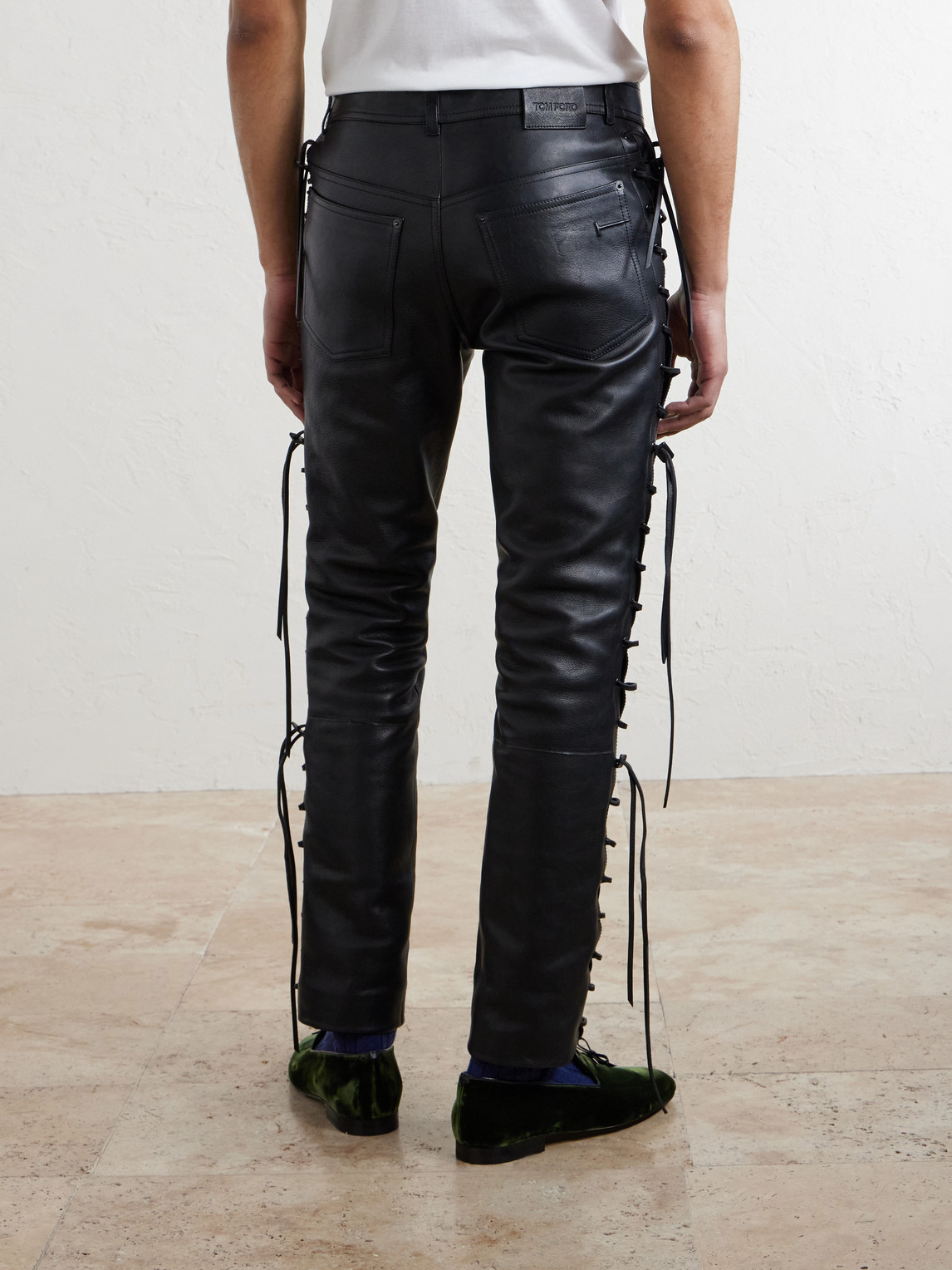 Straight-Leg Full-Grain Leather Trousers
