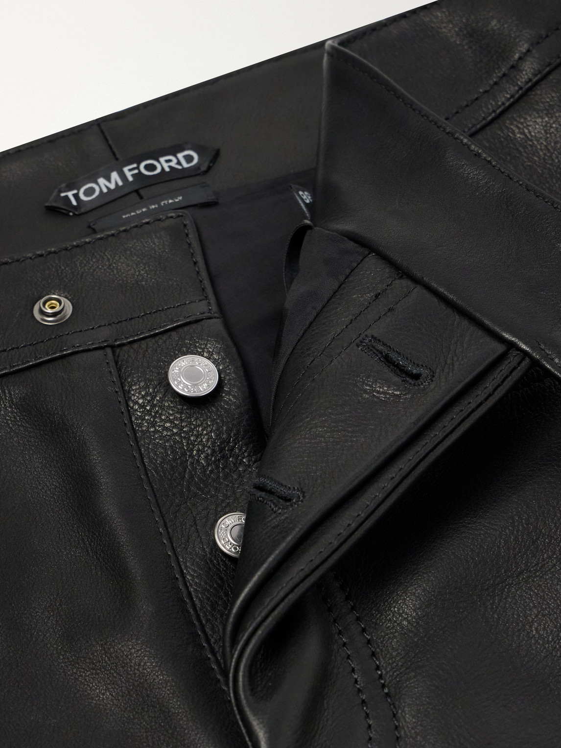 Straight-Leg Full-Grain Leather Trousers